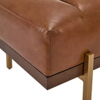 Christopher Knight Home Brimley, repose-pieds ottoman moderne de 55 W en similicuir capitonné avec base dorée