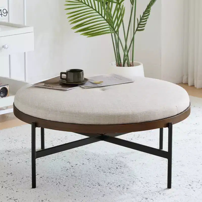Christopher Knight Home Crestholm — Pouf rond moderne rembourré avec pieds en fer