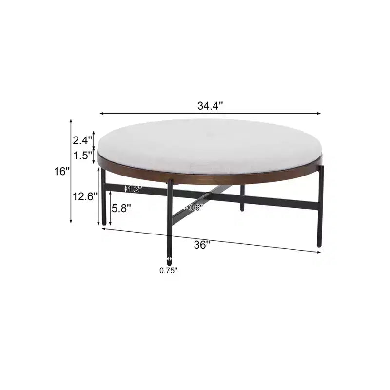 Christopher Knight Home Crestholm — Pouf rond moderne rembourré avec pieds en fer