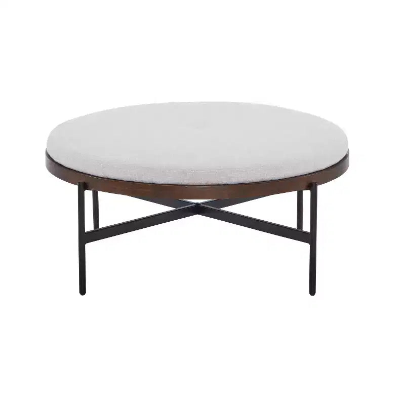 Christopher Knight Home Crestholm — Pouf rond moderne rembourré avec pieds en fer