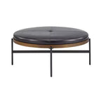 Christopher Knight Home Crestholm — Pouf rond moderne rembourré avec pieds en fer