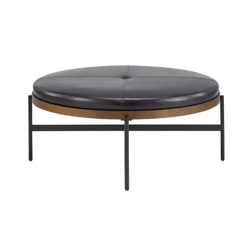 Christopher Knight Home Crestholm — Pouf rond moderne rembourré avec pieds en fer