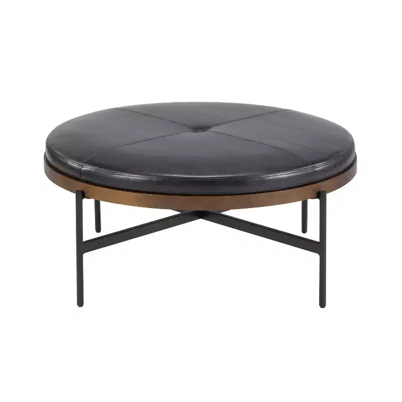 Christopher Knight Home Crestholm — Pouf rond moderne rembourré avec pieds en fer