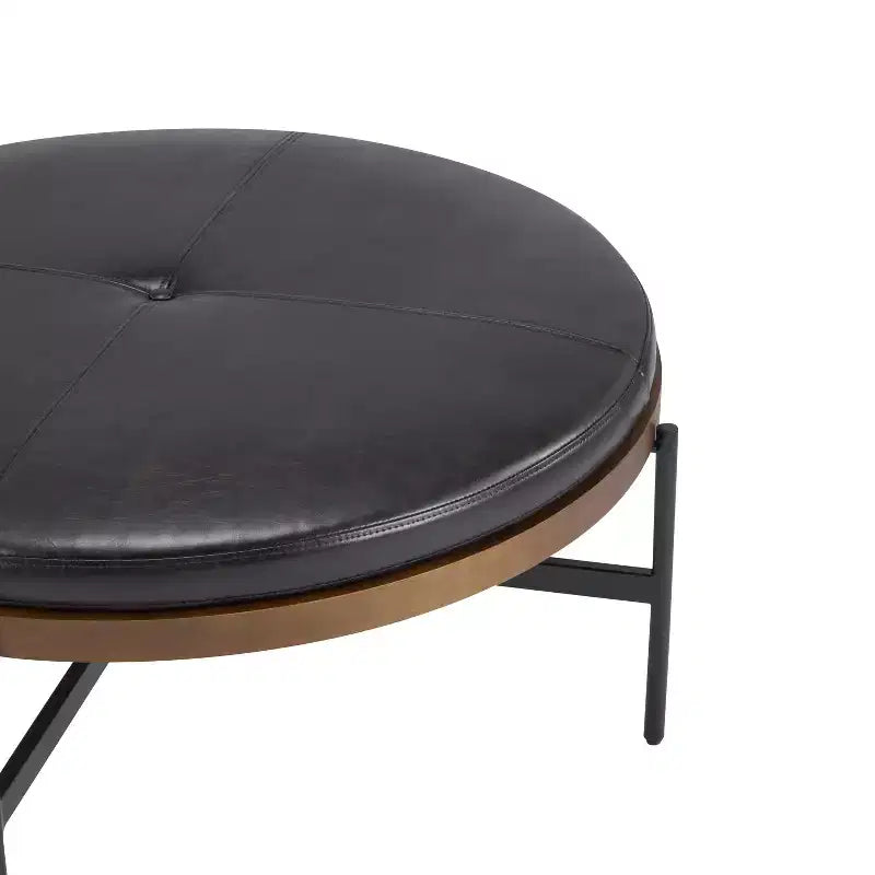 Christopher Knight Home Crestholm — Pouf rond moderne rembourré avec pieds en fer
