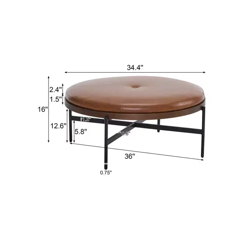 Christopher Knight Home Crestholm — Pouf rond moderne rembourré avec pieds en fer