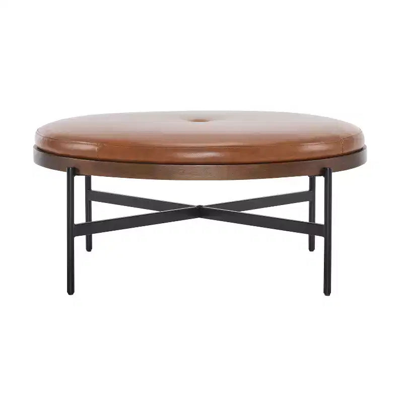 Christopher Knight Home Crestholm — Pouf rond moderne rembourré avec pieds en fer