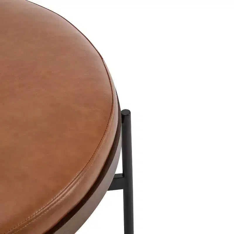 Christopher Knight Home Crestholm — Pouf rond moderne rembourré avec pieds en fer