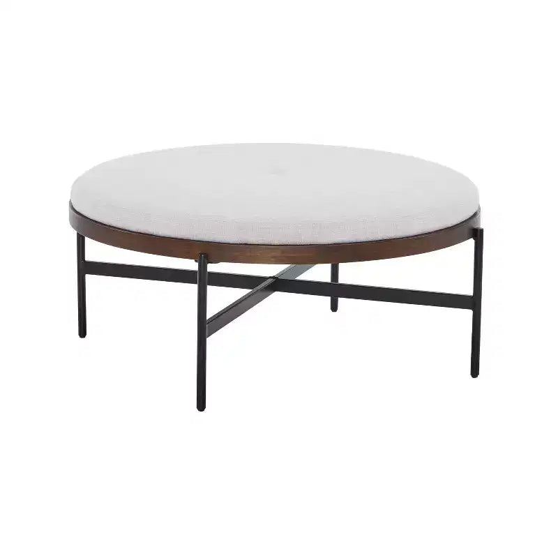 Christopher Knight Home Crestholm — Pouf rond moderne rembourré avec pieds en fer