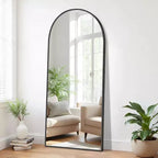 Miroir PexFix 71x31 avec cadre en métal arqué, miroir de sol en noir