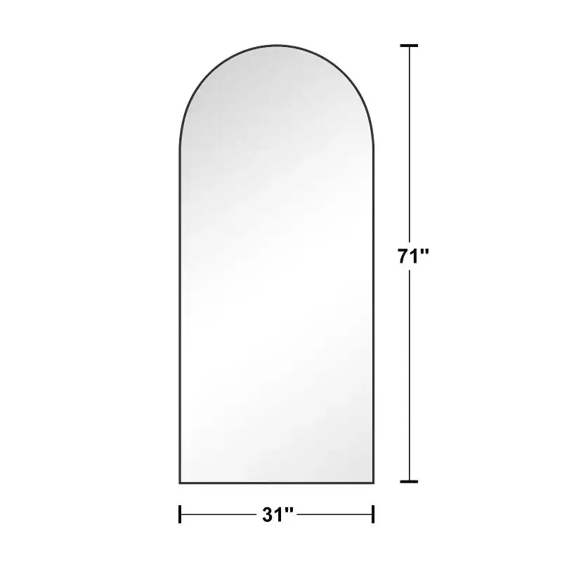 Miroir PexFix 71x31 avec cadre en métal arqué, miroir de sol en noir