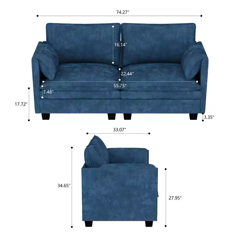 Christopher Knight Home Meroy Canapé Causeuse Moderne du Milieu du Siècle 74,27'' avec Poche Latérale