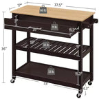 Yaheetech Desserte de cuisine roulante de 102 cm avec étagères de rangement et tiroir