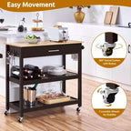 Yaheetech Desserte de cuisine roulante de 102 cm avec étagères de rangement et tiroir