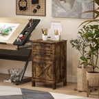 HOMCOM Meuble de Rangement 3 Tiroirs, Classeur pour Dossiers Suspendus A4/Lettre, Support d'Imprimante Rustique avec Rangement pour Bureau à Domicile