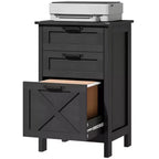 HOMCOM Meuble de Rangement 3 Tiroirs, Classeur pour Dossiers Suspendus A4/Lettre, Support d'Imprimante Rustique avec Rangement pour Bureau à Domicile
