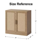 PexFix 31x31x16 Meuble d'appoint en rotin et bois avec étagère réglable Meuble de rangement naturel