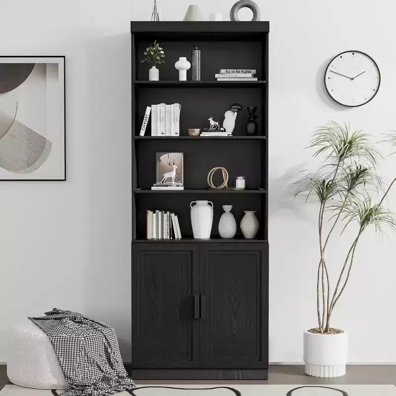 PexFix 49x31x16 Meuble d'appoint en bois avec étagère réglable Meuble de rangement sans porte Noir