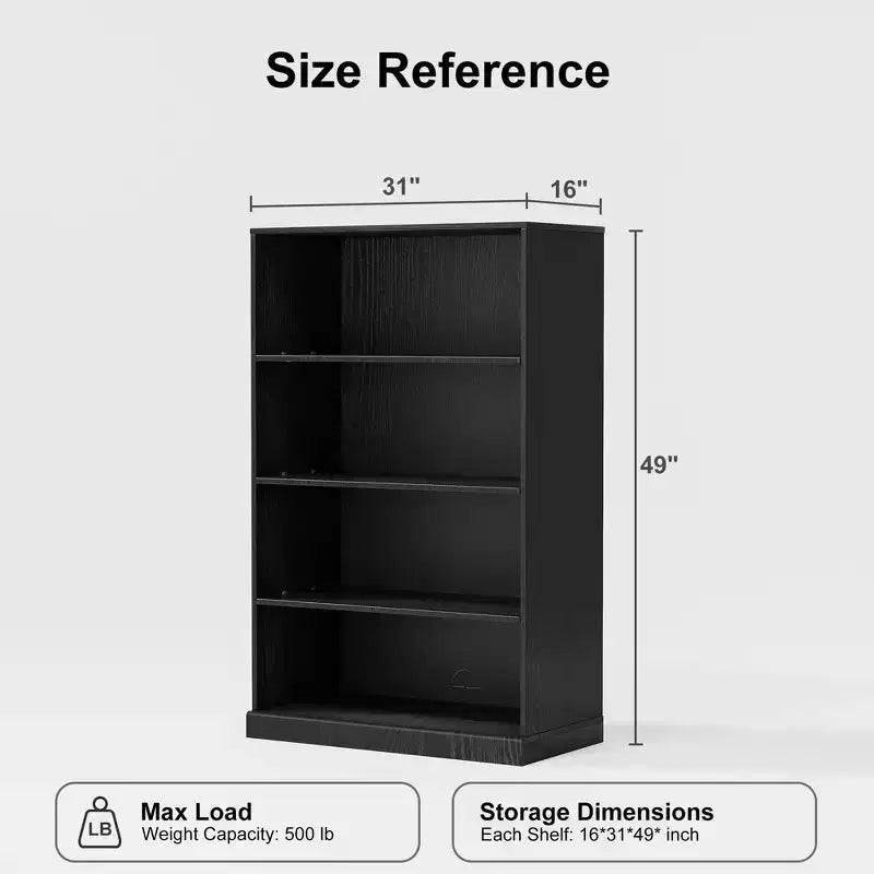 PexFix 49x31x16 Meuble d'appoint en bois avec étagère réglable Meuble de rangement sans porte Noir