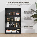 PexFix 49x31x16 Meuble d'appoint en bois avec étagère réglable Meuble de rangement sans porte Noir