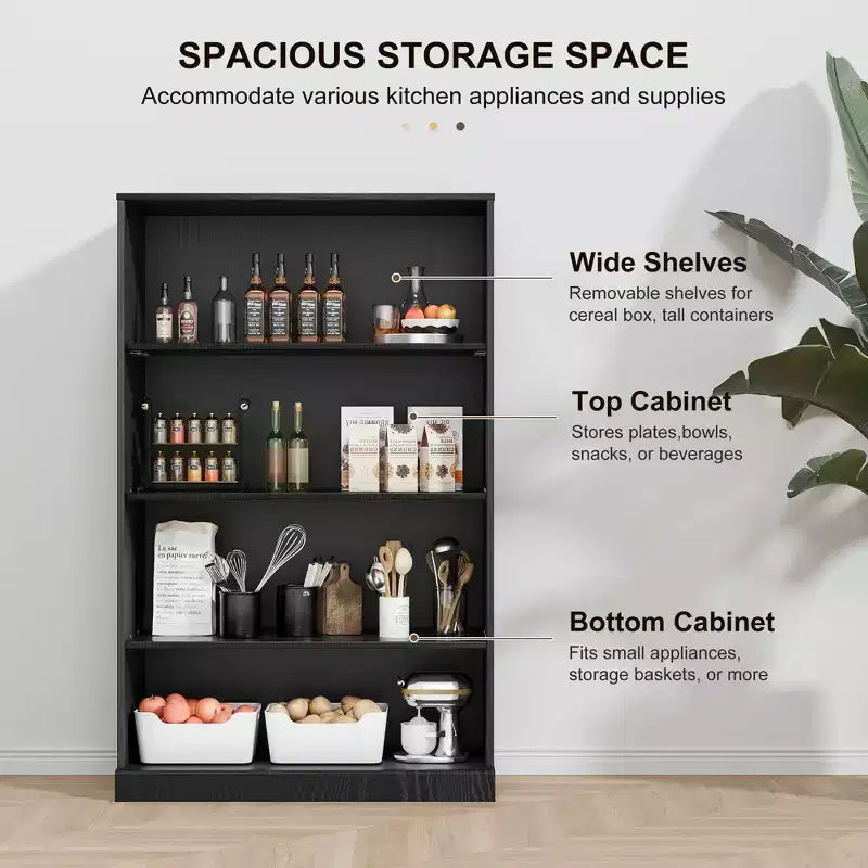 PexFix 49x31x16 Meuble d'appoint en bois avec étagère réglable Meuble de rangement sans porte Noir