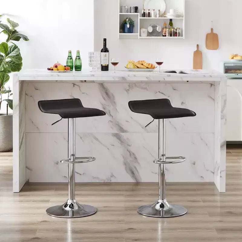 VECELO Lot de 2 tabourets de bar, tabourets de bar de comptoir avec barre pivotante et hauteur réglable, tabourets de bar pour cuisine/bar/salle à manger/salon
