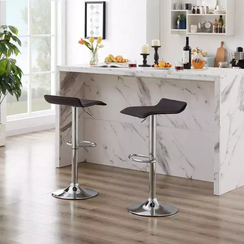 VECELO Lot de 2 tabourets de bar, tabourets de bar de comptoir avec barre pivotante et hauteur réglable, tabourets de bar pour cuisine/bar/salle à manger/salon