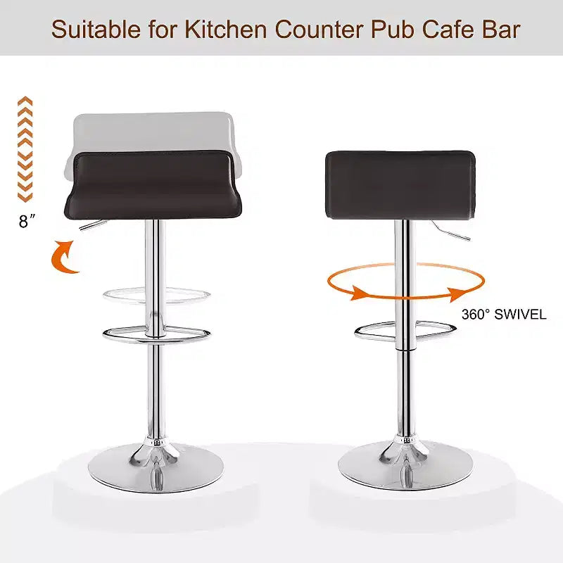 VECELO Lot de 2 tabourets de bar, tabourets de bar de comptoir avec barre pivotante et hauteur réglable, tabourets de bar pour cuisine/bar/salle à manger/salon