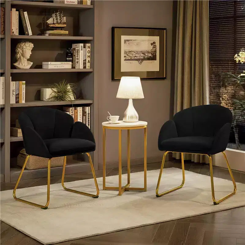 Yaheetech Lot de 2 fauteuils en velours en forme de fleur pour salon et chambre à coucher