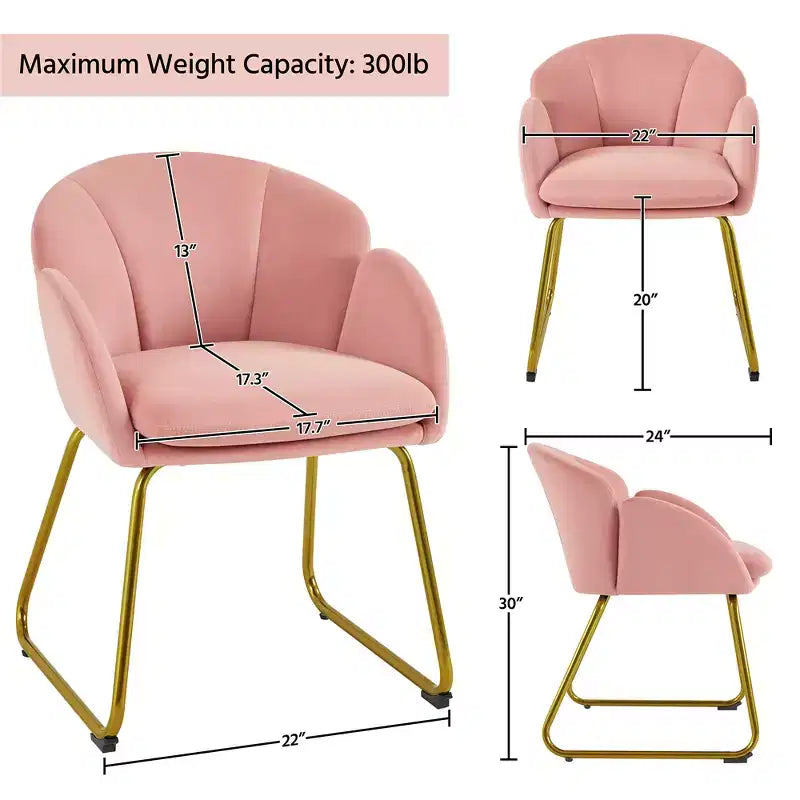 Yaheetech Lot de 2 fauteuils en velours en forme de fleur pour salon et chambre à coucher