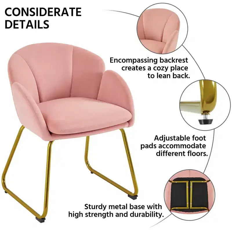 Yaheetech Lot de 2 fauteuils en velours en forme de fleur pour salon et chambre à coucher