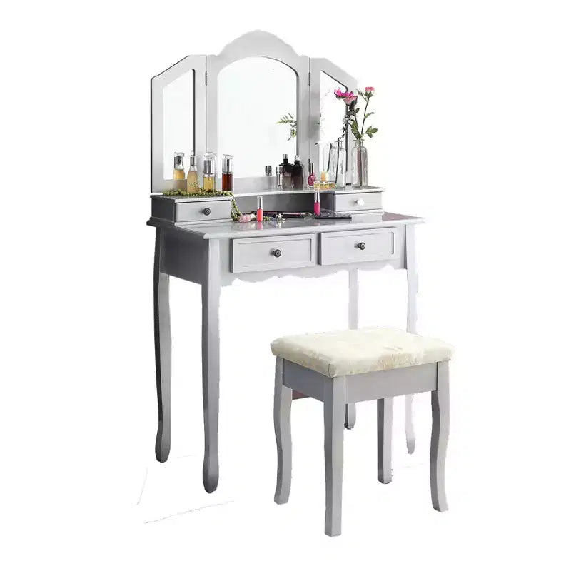 Sanlo Table de Maquillage et Chaise, Or Rose