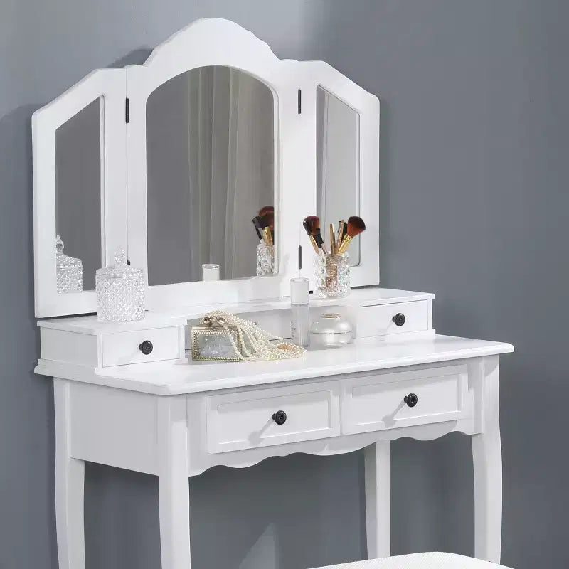 Sanlo Table de Maquillage et Chaise, Or Rose