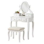 Ensemble table de toilette et chaise Ashley Wood, blanc