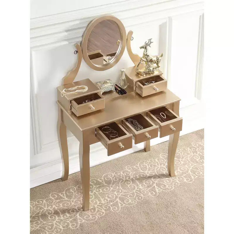 Ensemble table de toilette et chaise Ashley Wood, blanc