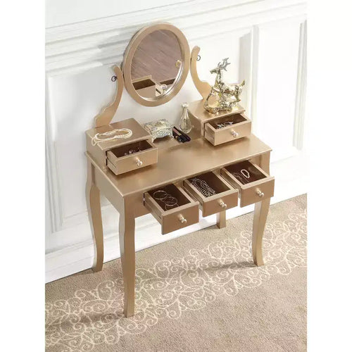 Ensemble table de toilette et chaise Ashley Wood, blanc