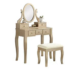 Ensemble table de toilette et chaise Ashley Wood, blanc