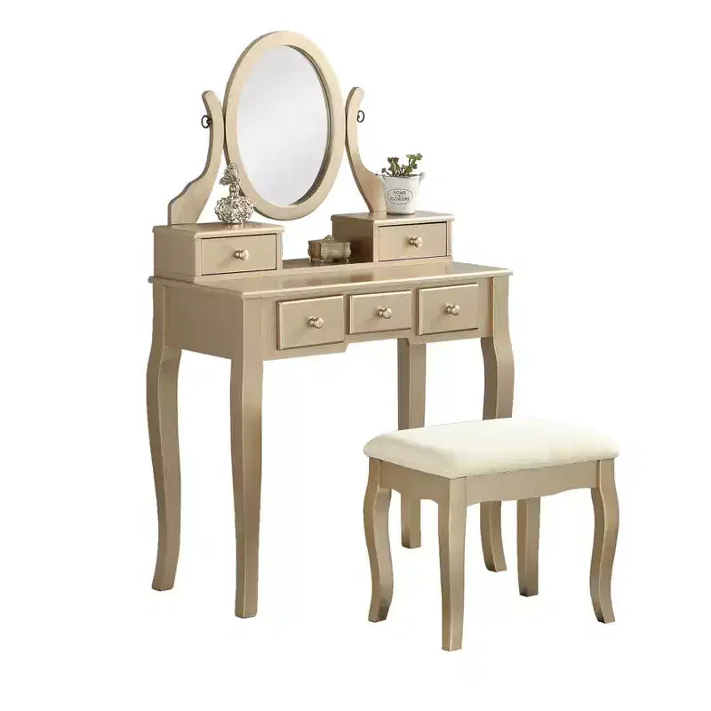 Ensemble table de toilette et chaise Ashley Wood, blanc