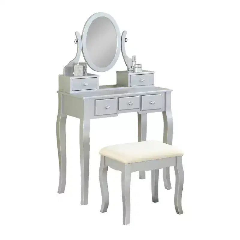 Ensemble table de toilette et chaise Ashley Wood, blanc