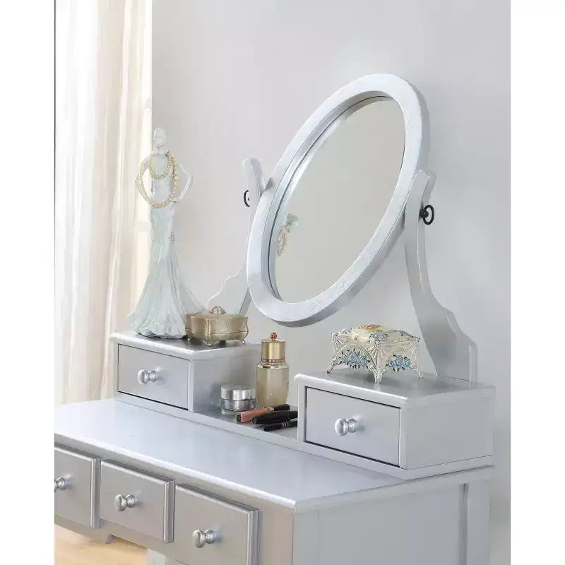 Ensemble table de toilette et chaise Ashley Wood, blanc