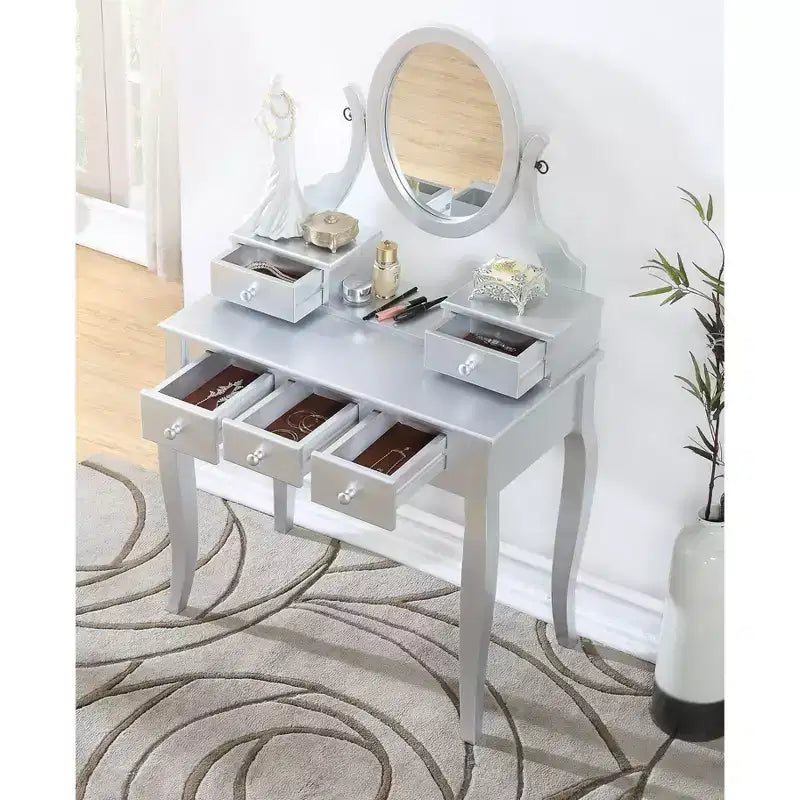 Ensemble table de toilette et chaise Ashley Wood, blanc