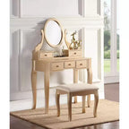 Ensemble table de toilette et chaise Ashley Wood, blanc