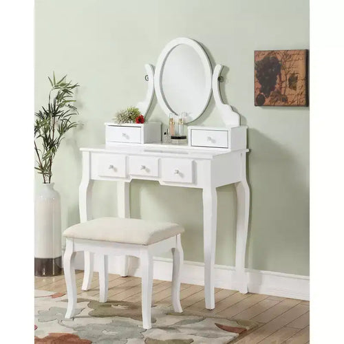 Ashley Wood Make-Up Dressing Dressing Table and Chair Set, White