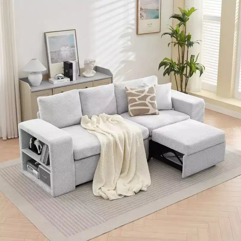HYLEORY Canapé convertible en L avec lit gigogne, canapé-lit avec méridienne réversible pour salon, appartement, chambre, bureau