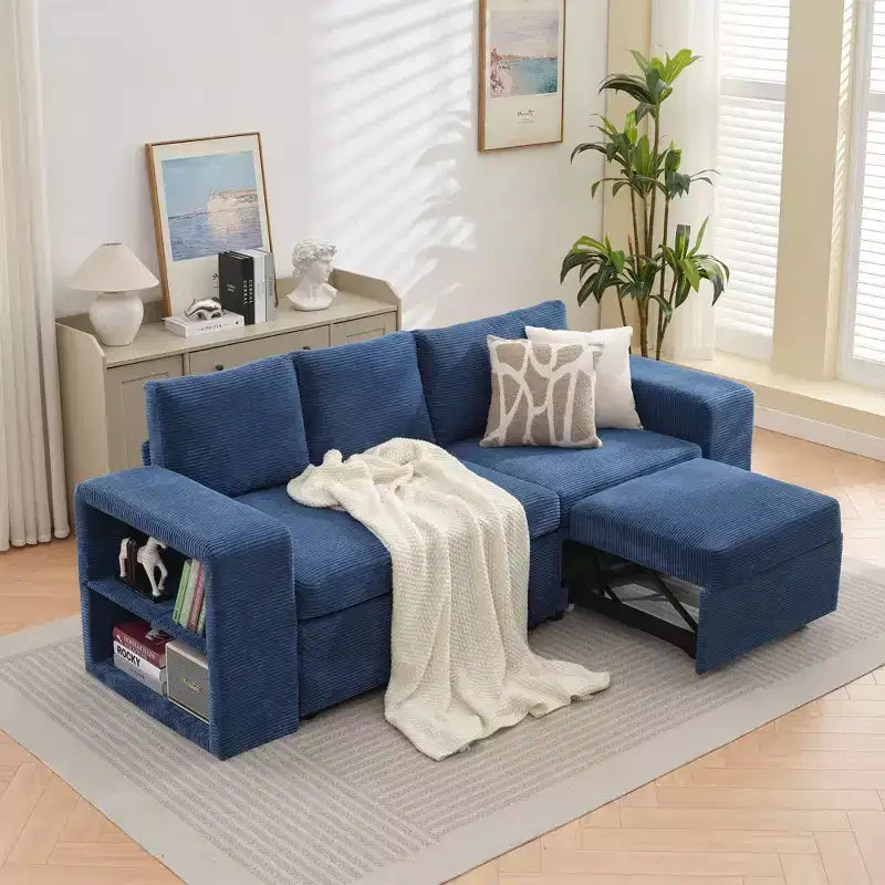 HYLEORY Canapé convertible en L avec lit gigogne, canapé-lit avec méridienne réversible pour salon, appartement, chambre, bureau