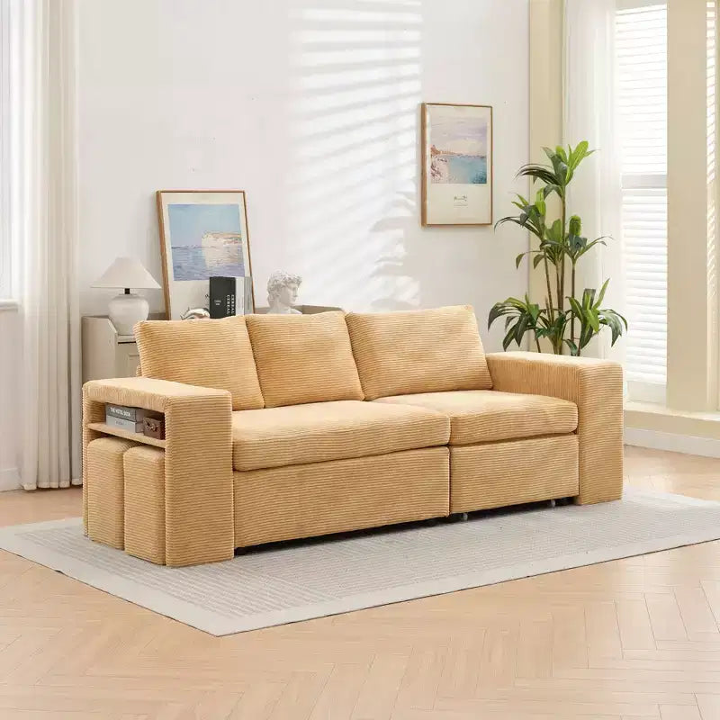 HYLEORY Canapé convertible en L avec lit gigogne, canapé-lit avec méridienne réversible pour salon, appartement, chambre, bureau