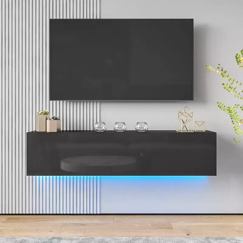 Meuble TV flottant mural Hommpa 55 LED pour téléviseurs jusqu'à 63 pouces avec rangement caché