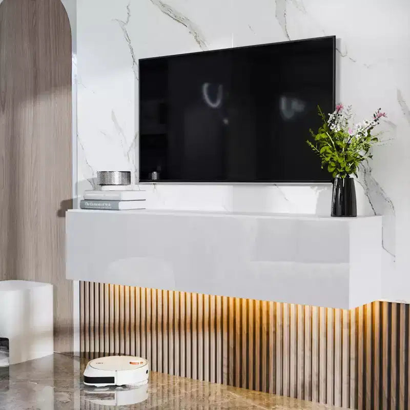 Meuble TV flottant mural Hommpa 55 LED pour téléviseurs jusqu'à 63 pouces avec rangement caché