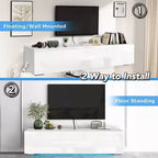 Meuble TV flottant mural Hommpa 55 LED pour téléviseurs jusqu'à 63 pouces avec rangement caché