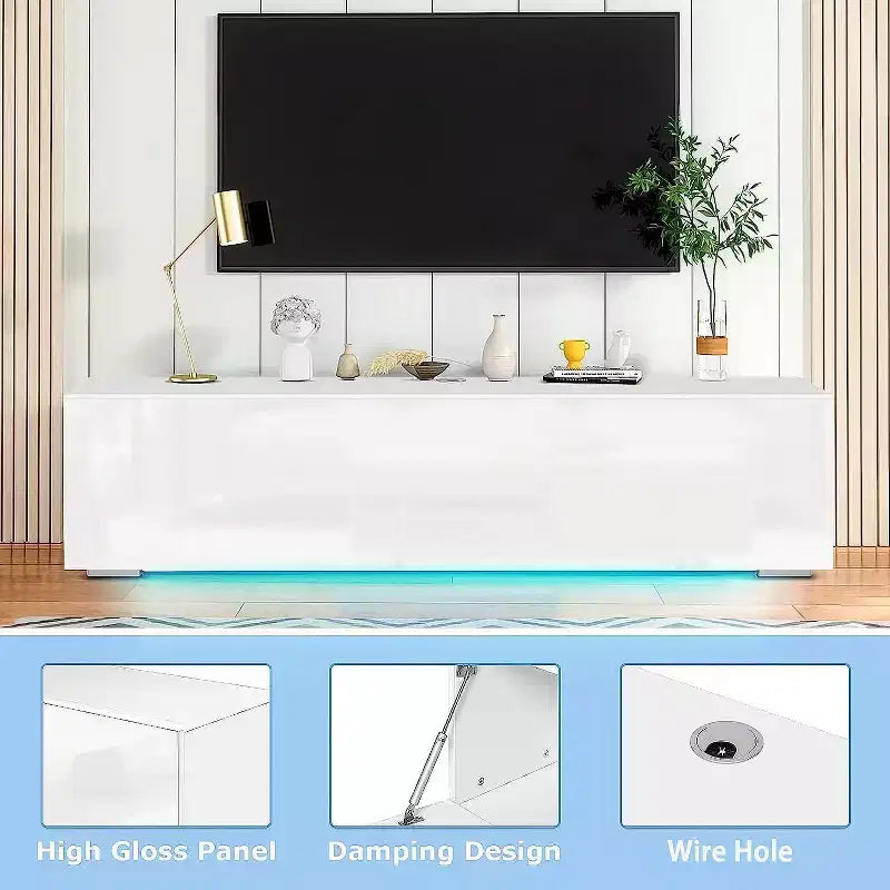 Meuble TV flottant mural Hommpa 55 LED pour téléviseurs jusqu'à 63 pouces avec rangement caché