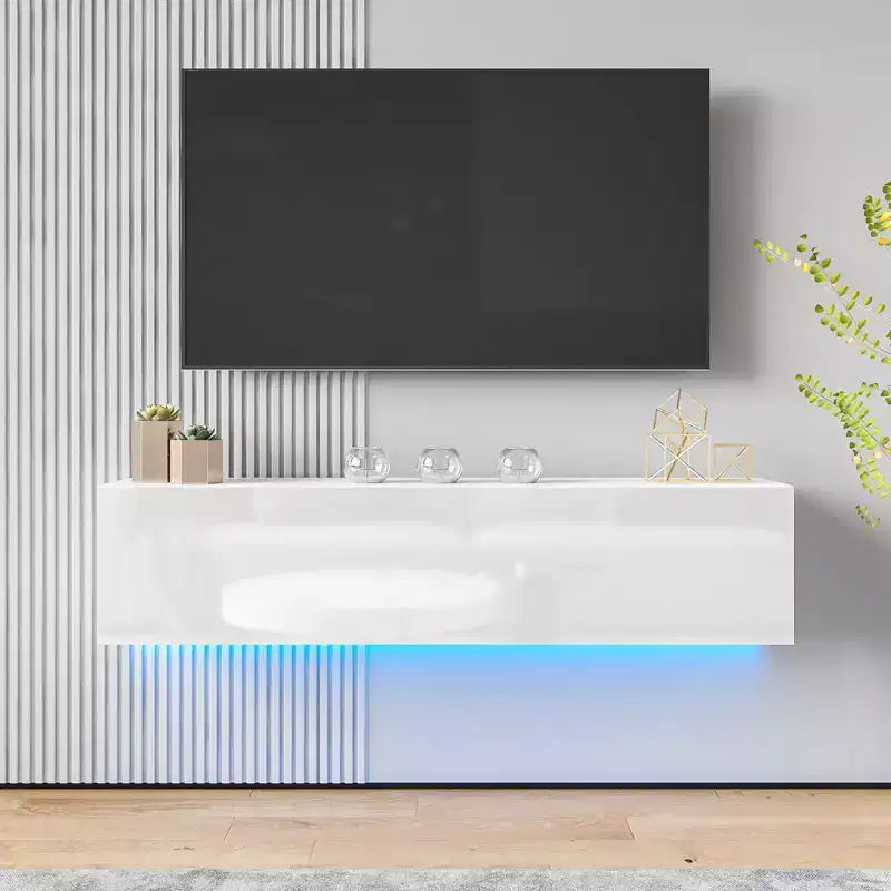 Meuble TV flottant mural Hommpa 55 LED pour téléviseurs jusqu'à 63 pouces avec rangement caché